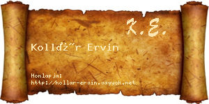 Kollár Ervin névjegykártya