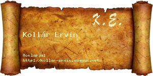 Kollár Ervin névjegykártya